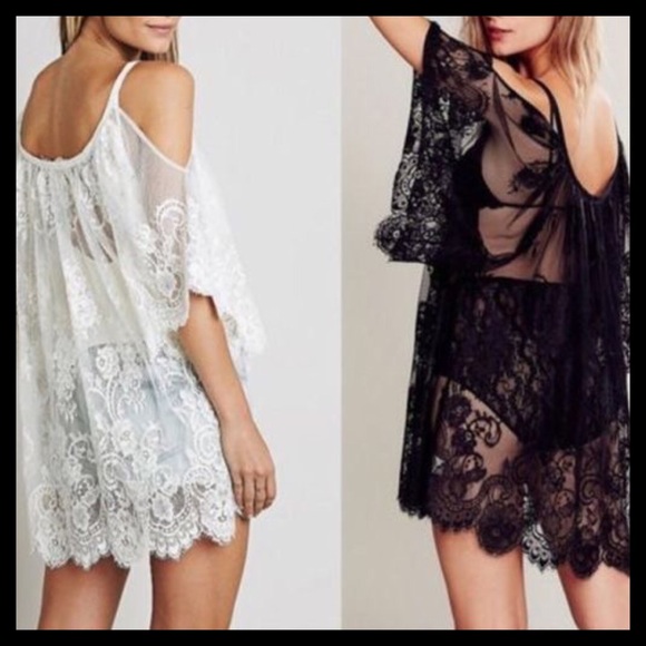 Bohemian Soft Lace Caftan Dress / Coverup - Picture 3 of 5